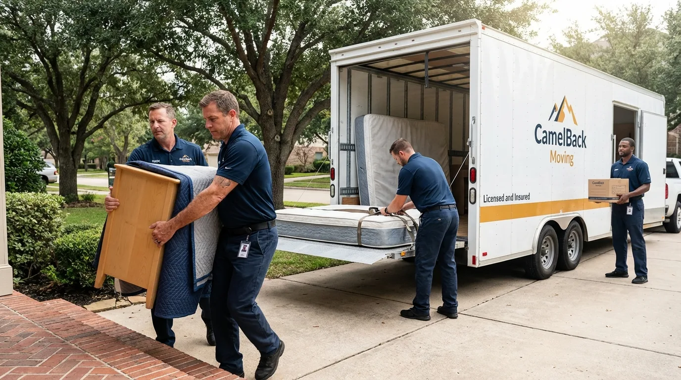 Crew loading residential truck for cross-state move from Havre, MT