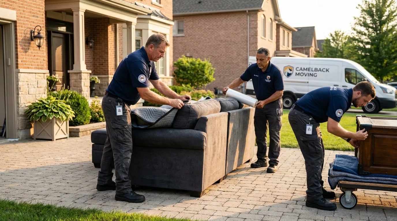 Large estate moving crew wrapping furniture in Havre, MT